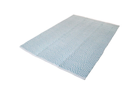 Handgemaakt katoen turquoise vloerkleed Retif 410