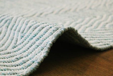 Handgemaakt katoen turquoise vloerkleed Retif 410