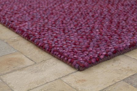 Wollen vloerkleed Kiezel kleur lila