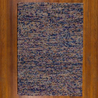 Wol vloerkleed Pixel kleur blauw grijs