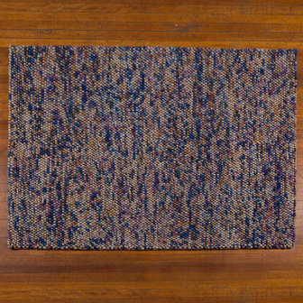 Wol vloerkleed Pixel kleur blauw grijs