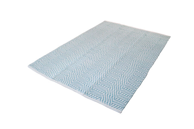 Handgemaakt katoen turquoise vloerkleed Retif 410