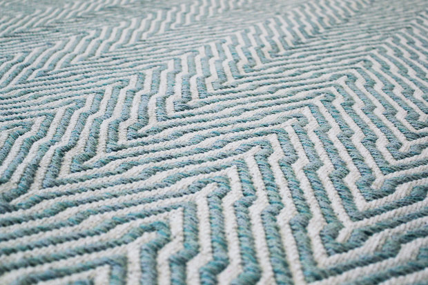 Handgemaakt katoen turquoise vloerkleed Retif 410