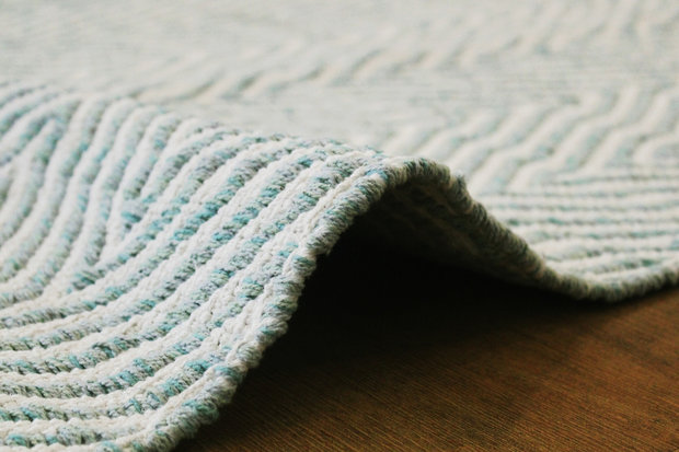 Handgemaakt katoen turquoise vloerkleed Retif 410