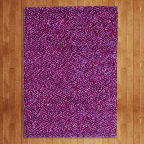 Wollen vloerkleed Kiezel kleur lila