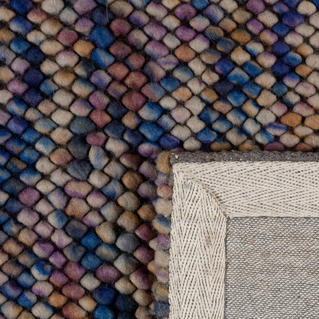 Wol vloerkleed Pixel kleur blauw grijs