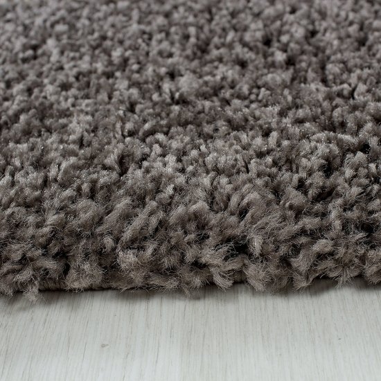 Taupe hoogpolige vloerkleden Adriana Shaggy  1503/AY  