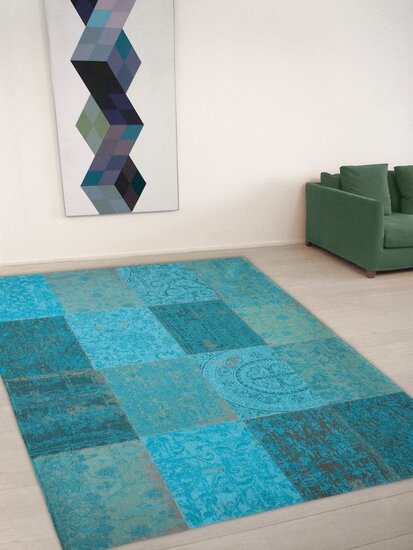 Patchwork vloerkleed 8015 azur