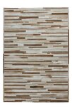 Patchwork lederen vloerkleed beige