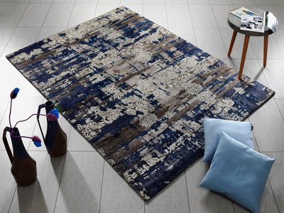 Worstelen dwaas Kreet Viscose met bamboo extract vloerkleed Awardo 649 Bruin Blauw -  Vloerkleeddiscounter